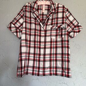 Victoria's Secret Red and Black Plaid Pajama Top